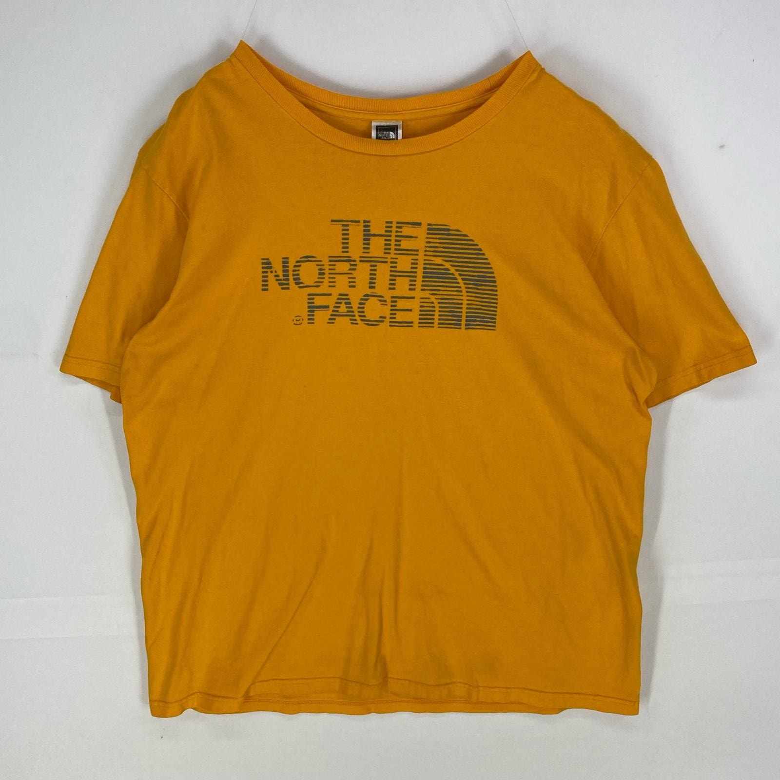 古着 ザ・ノースフェイス THE NORTH FACE 半袖Tシャツ ロゴプリント 大判 クルーネック ショートスリーブ XL イエロー系 メンズ