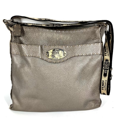 フェンディ FENDI セレリア ロゴ 8BT109 カバン 斜め掛け ショルダーバッグ レザー シルバーグレー系