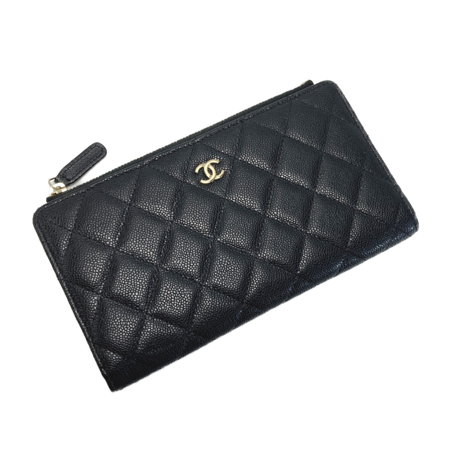 ☆☆CHANEL シャネル ココマーク マトラッセ クラシック 2つ折り財布 AP3877 ブラック キャビアスキン ゴールド金具