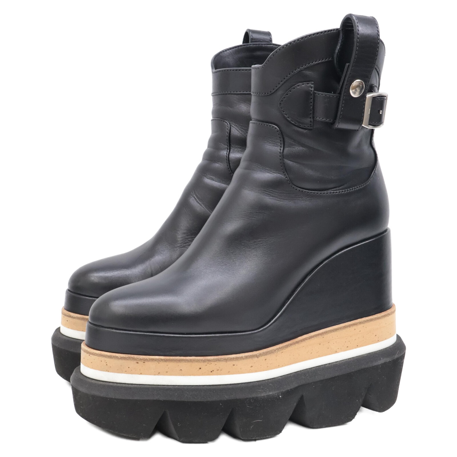 サカイ 21-05618 カウハイド プラットフォームウェッジブーツ 36