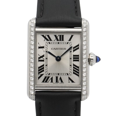 カルティエ CARTIER タンクマスト SM 腕時計 時計 ステンレススチール レザーベルト ダイヤモンド レディース シルバー系 W4TA0016 【中古】