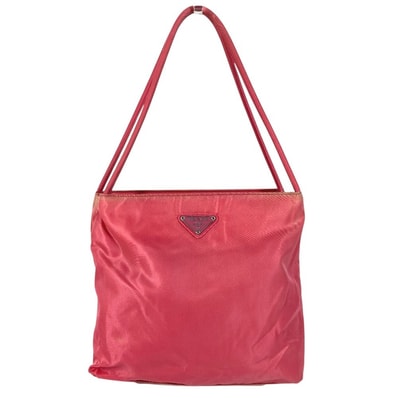 プラダ PRADA トライアングルロゴ 三角ロゴ プレート カバン バッグ トートバッグ 肩掛け ショルダーバッグ ナイロン ピンク