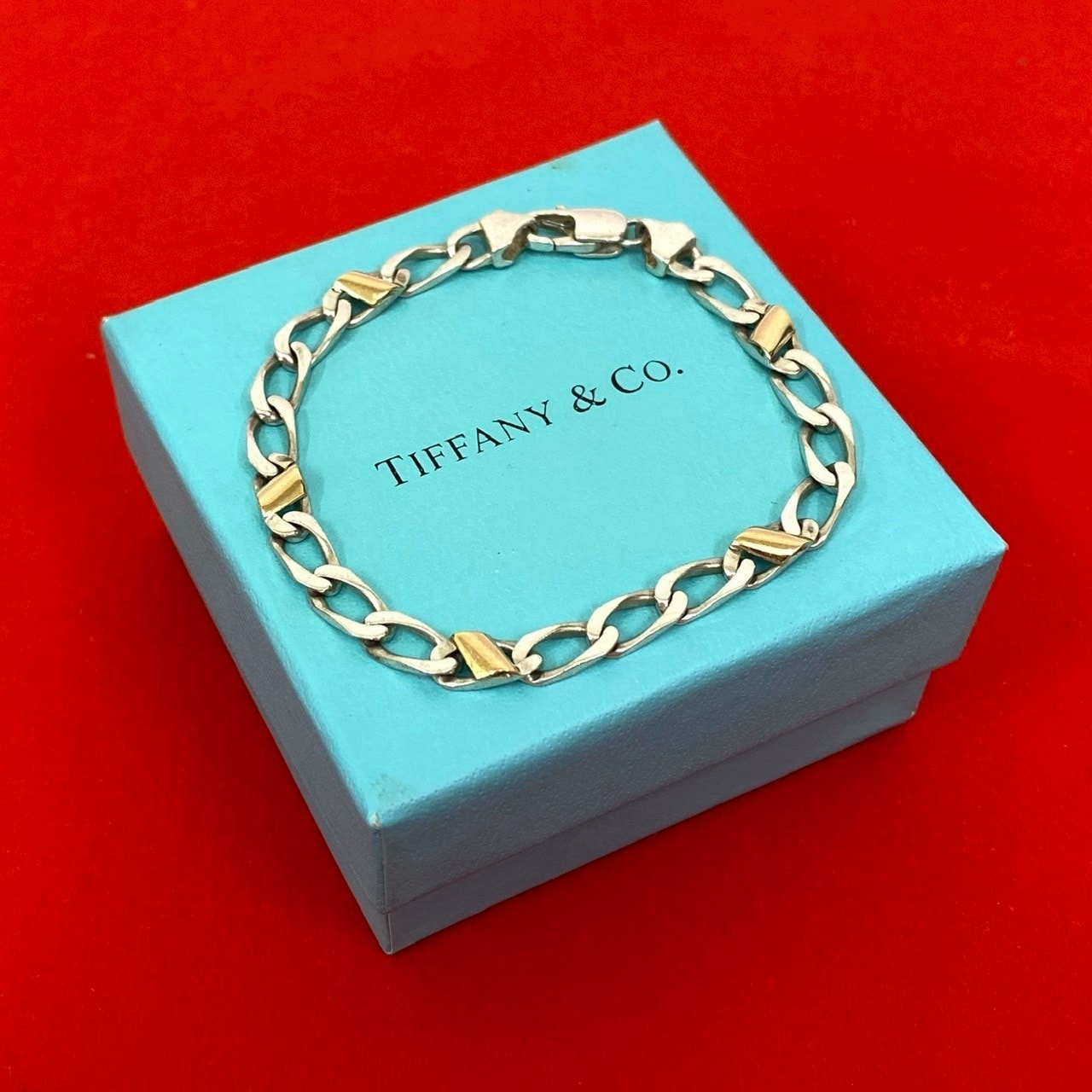 TIFFANY&Co. ティファニー フィガロ チェーン ブレスレット シルバー925 K18イエローゴールド ブレスレット シルバー
 37990