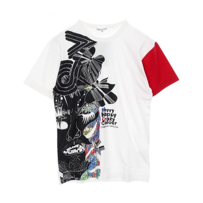 コムデギャルソン COMME des GARCONS Merry Happy Crazy Colour カットソー 衣料品 トップス コットン メンズ ホワイト系 / レッド系 / マルチカラー 【中古】