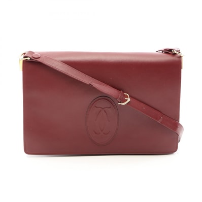 カルティエ CARTIER マストライン ショルダーバッグ バッグ レザー レディース ボルドー系 【中古】