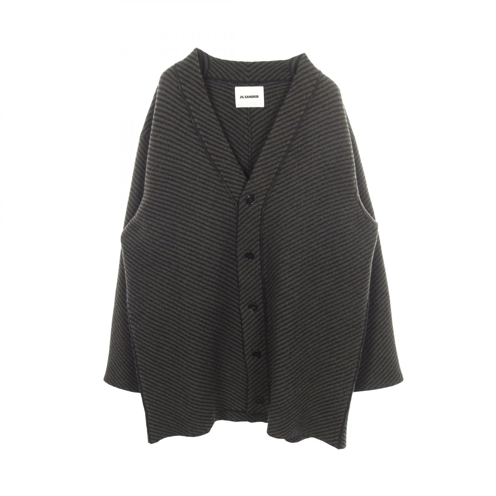 ジルサンダー JIL SANDER ストライプ ロング カーディガン 衣料品 トップス ウール メンズ グリーン系 / ブラック系 【中古】