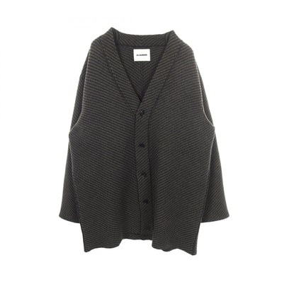 ジルサンダー JIL SANDER ストライプ ロング カーディガン 衣料品 トップス ウール メンズ グリーン系 / ブラック系 【中古】