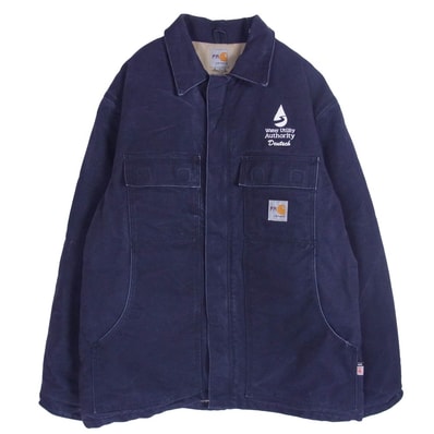Carhartt カーハート ジャケット メキシコ製 企業ロゴ 刺繍 FR traditional jacket トラディショナル ジャケット ネイビー系 L【中古】