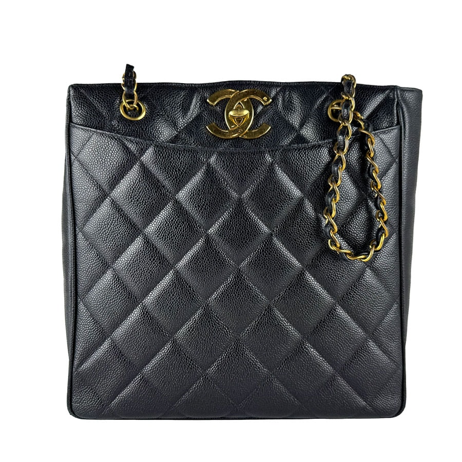 シャネル CHANEL ショルダーバッグ キャビアスキンレザー ブラック レディース【中古】 z10777
