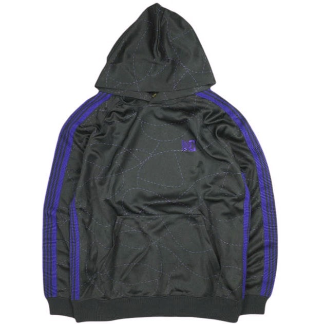 Needles x DC SHOES ニードルス ディーシーシューズ 23AW 別注 日本製 Track Hoody - Poly Smooth / Printed トラックフーディー MR608 M BLACK ジャージー プルオーバーパーカー トップス