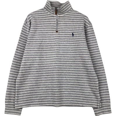 古着 ラルフローレン Ralph Lauren POLO RALPH LAUREN ボーダー柄 ハーフジップスウェットシャツ トレーナー メンズM相当/eaa647579