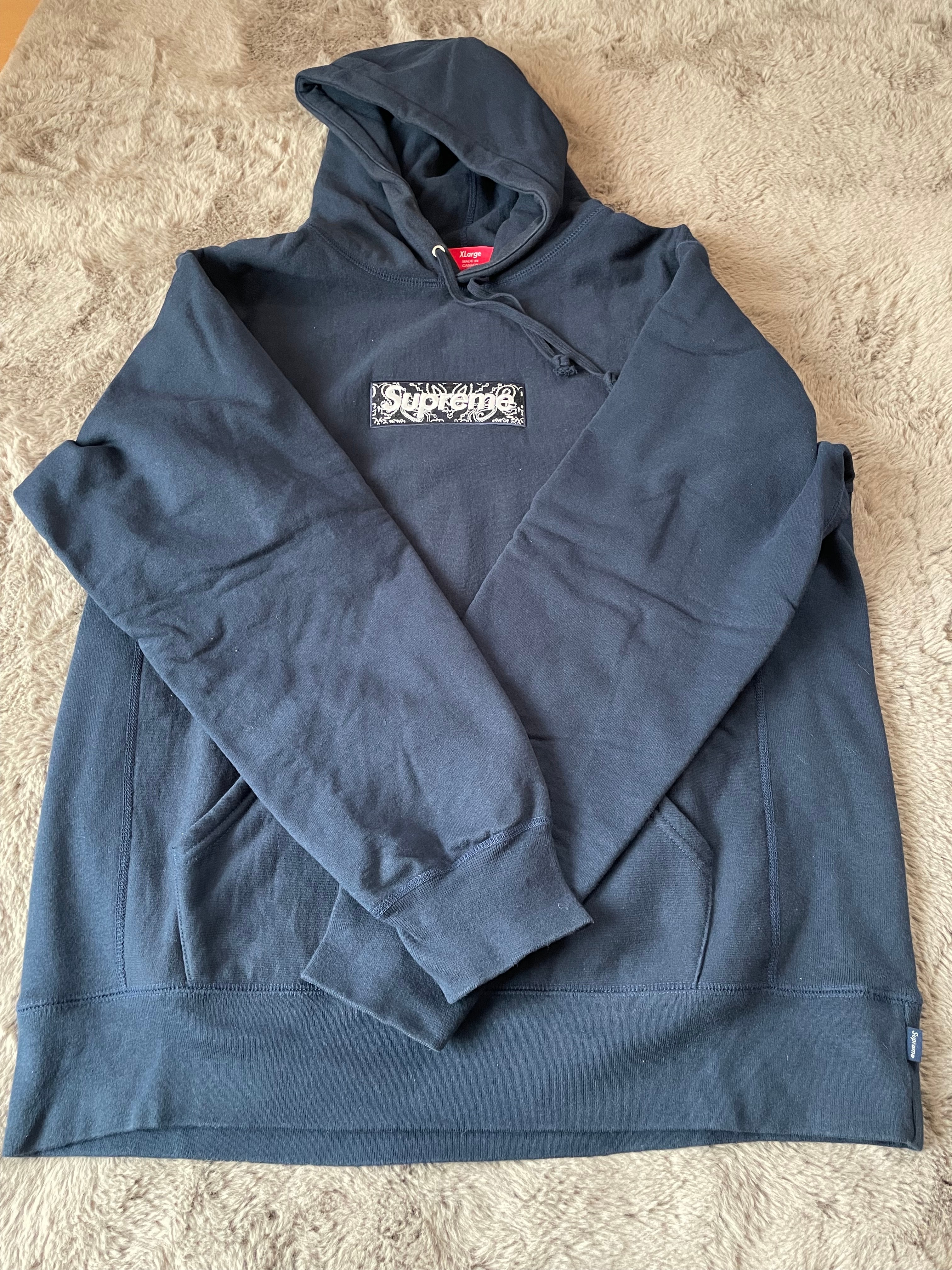 Supreme Bandana Box Logo Hooded Sweatshirt "Navy"