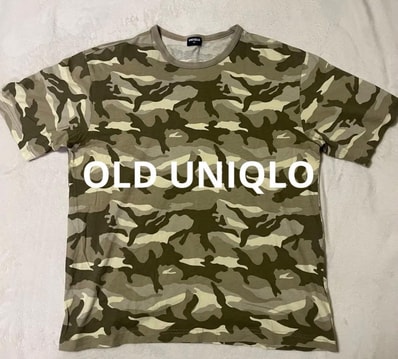OLD UNIQLO オールドユニクロ 迷彩柄Tシャツ XL カモフラ カーキ 半袖 メンズ