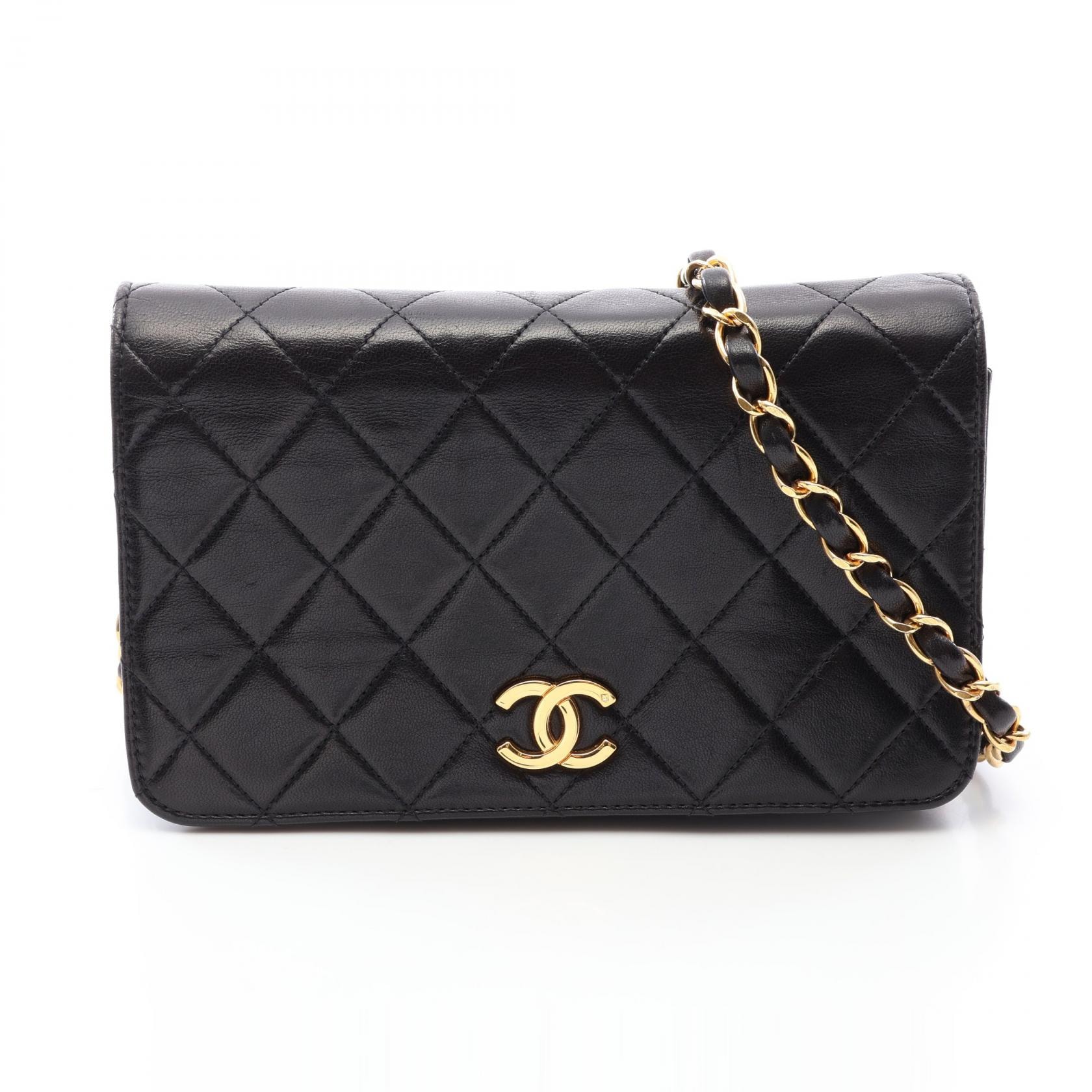 シャネル CHANEL ミニマトラッセ プッシュロック フルフラップ ショルダーバッグ バッグ ラムスキン(羊革) レディース ブラック系 【中古】