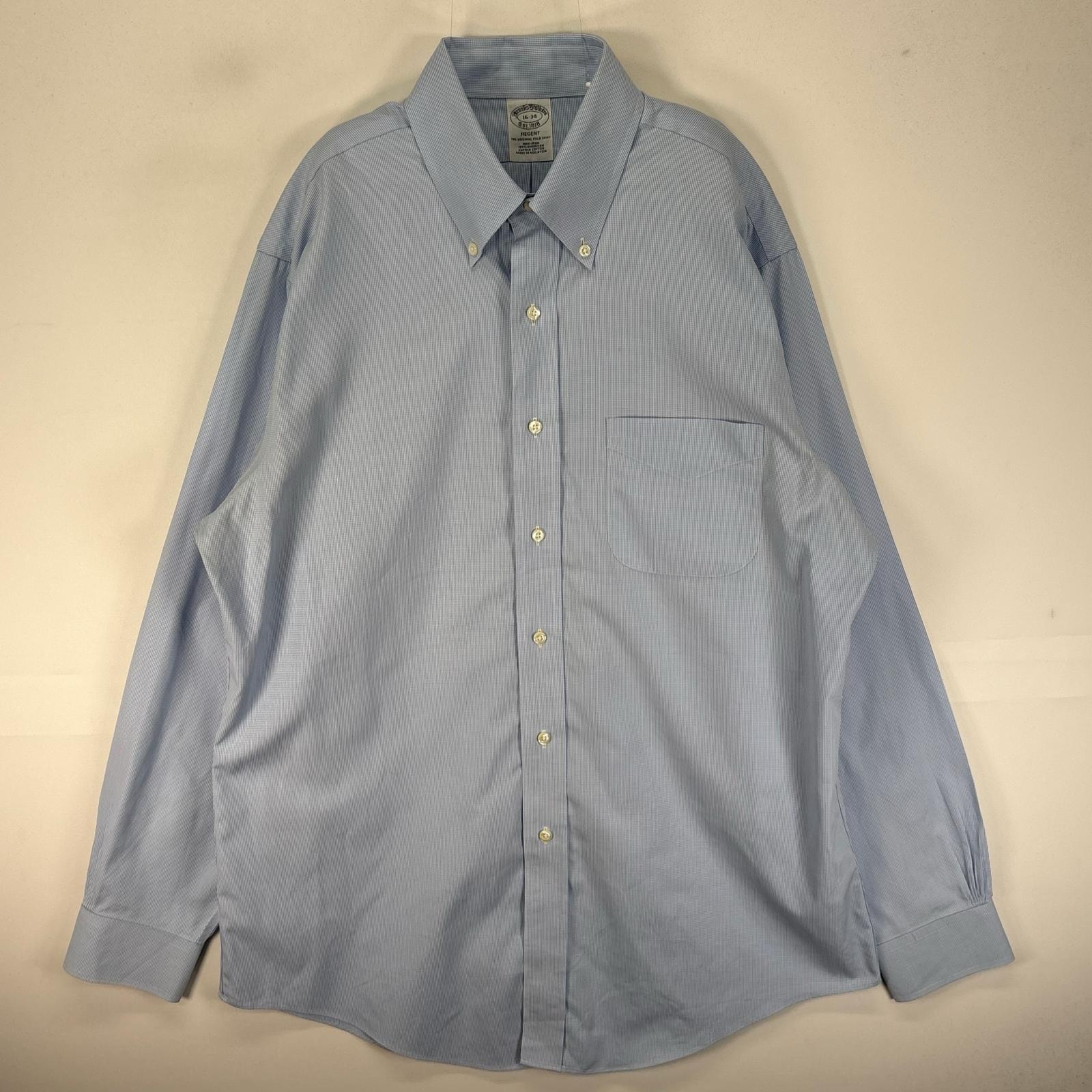 古着 ブルックスブラザーズ Brooks Brothers 長袖シャツ ボタンダウン 胸ポケット L  ブルー系 チェック メンズ