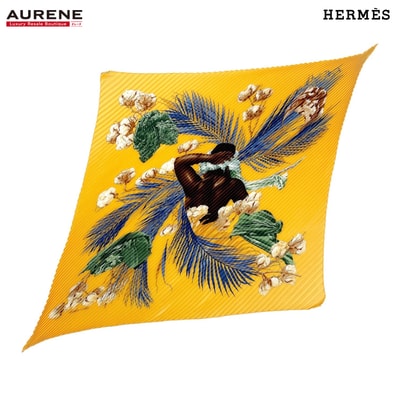 HERMES エルメス カレ90 プリーツ スカーフ TURBANS DES REINES 王妃のターバン シルク レディース 【中古】