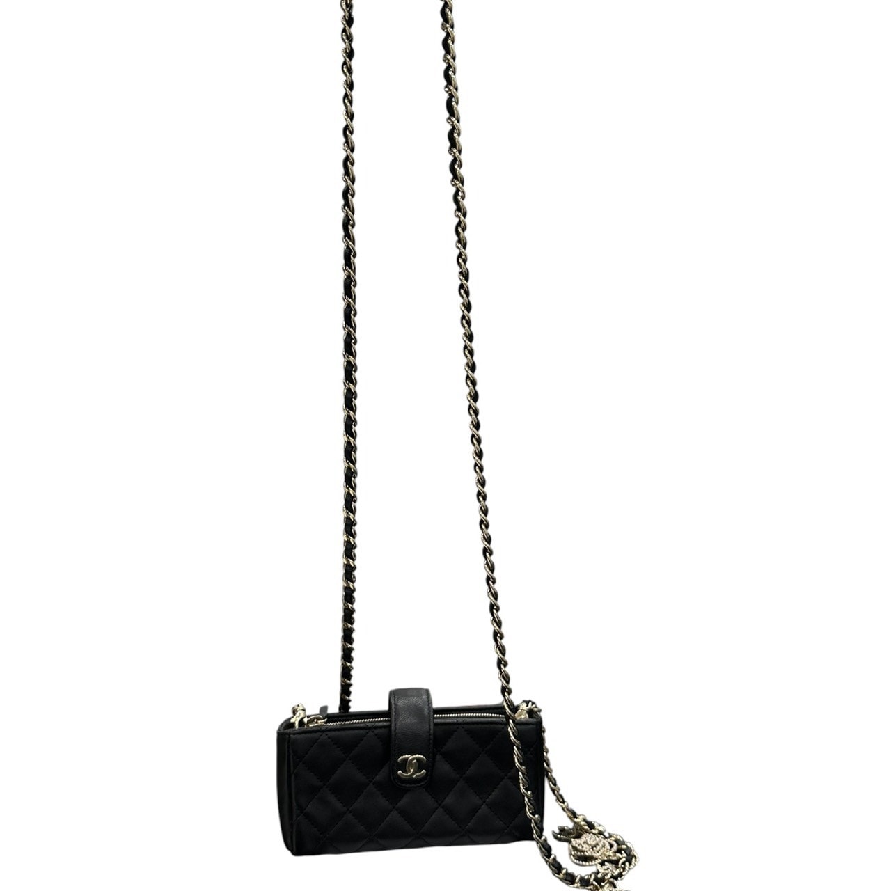 美品 CHANEL シャネル ラムスキン マトラッセ ブラック ゴールド金具 レザー ショルダーバッグ S1-00244 【中古】