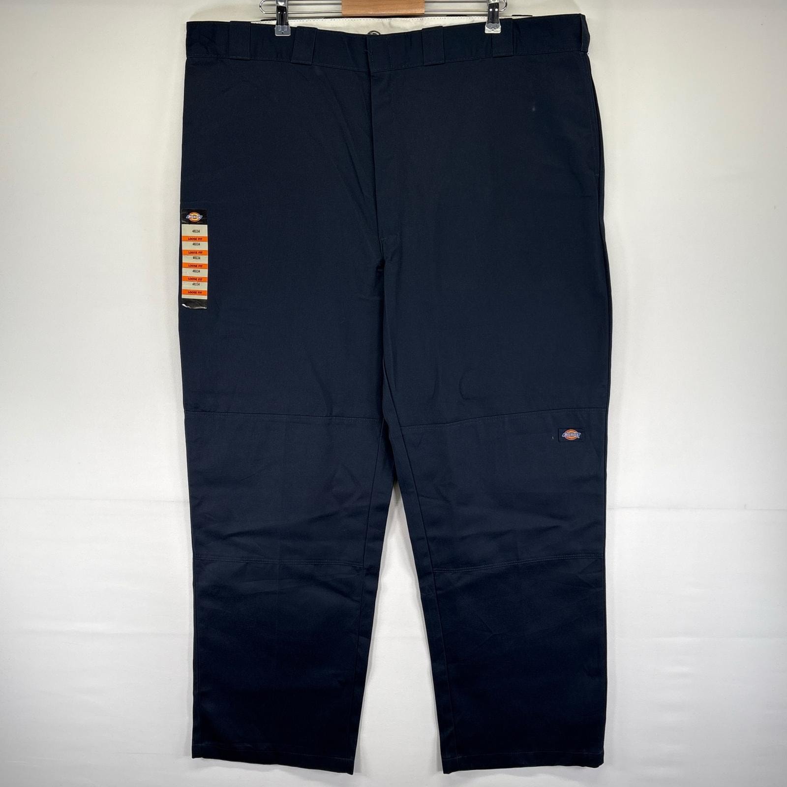 古着 デッドストック ディッキーズ Dickies パンツ ワークパンツ ジッパーフライ ダブルニー W46 L34  ネイビー系 メンズ
