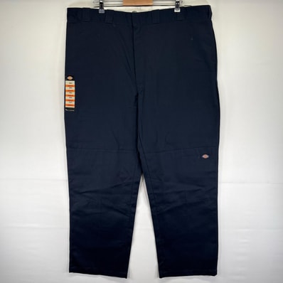 古着 デッドストック ディッキーズ Dickies パンツ ワークパンツ ジッパーフライ ダブルニー W46 L34 ネイビー系 メンズ
