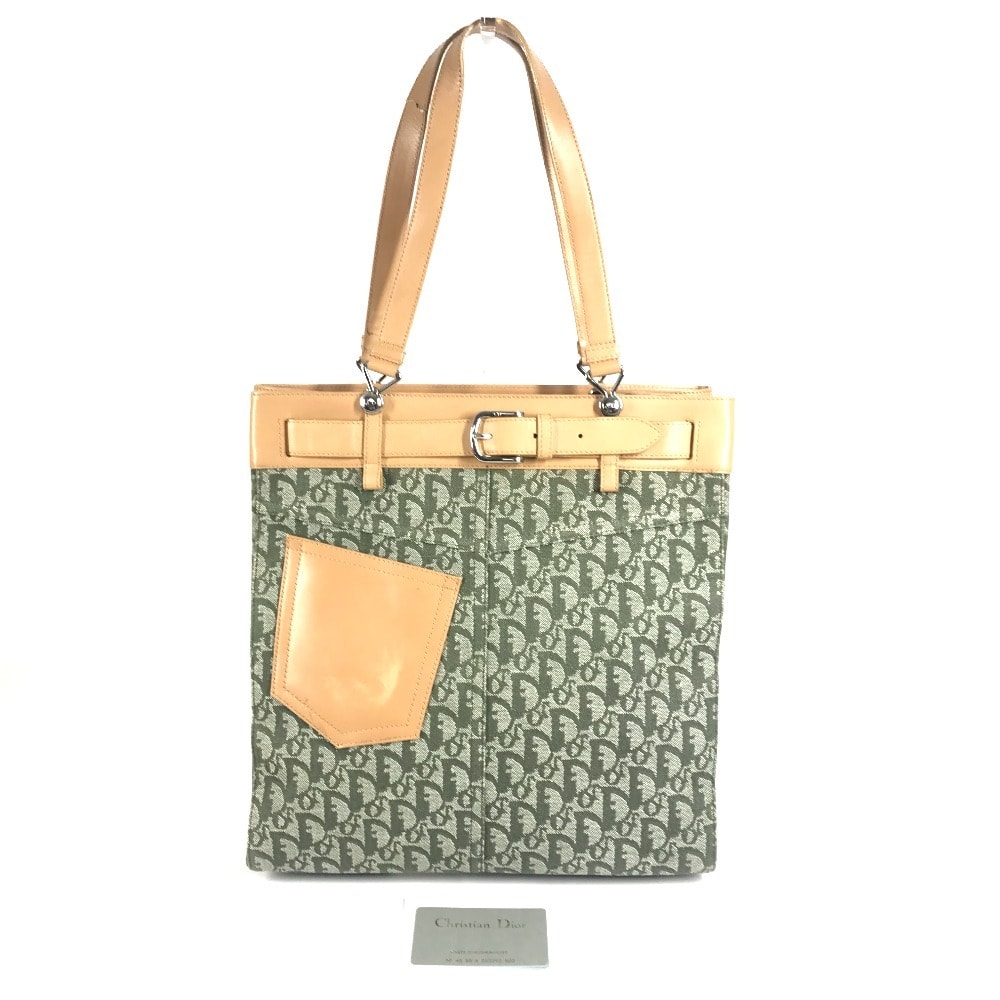 ディオール Dior トロッター ロゴ カバン ショルダーバッグ 肩掛け トートバッグ レザー/キャンバス カーキ