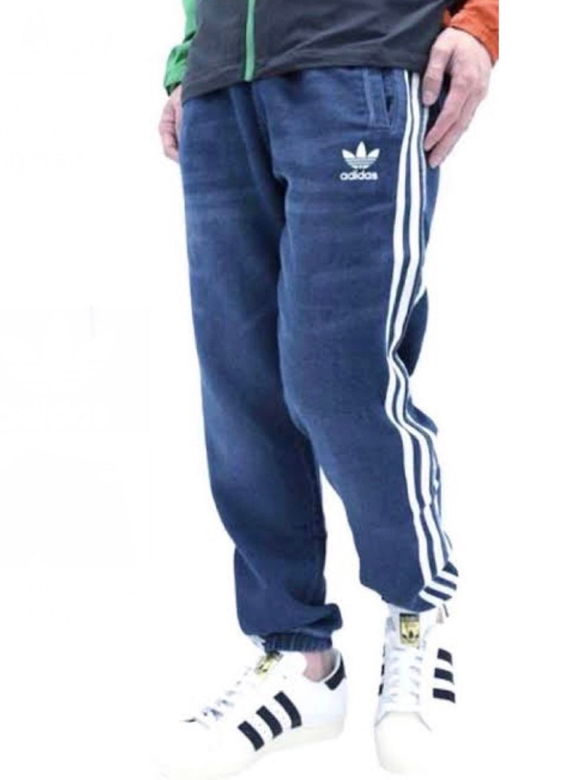 adidas French Terry Denim Slim Track Sweat Pants "Indigo"