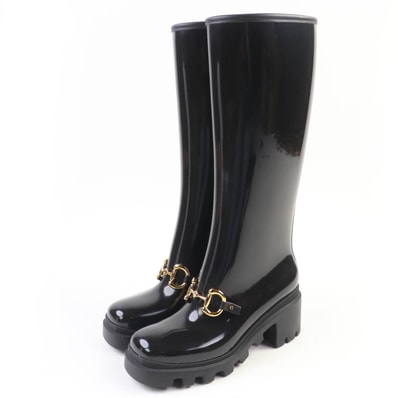 極美品 グッチ
レインシューズ ブラック レディース 36 659707