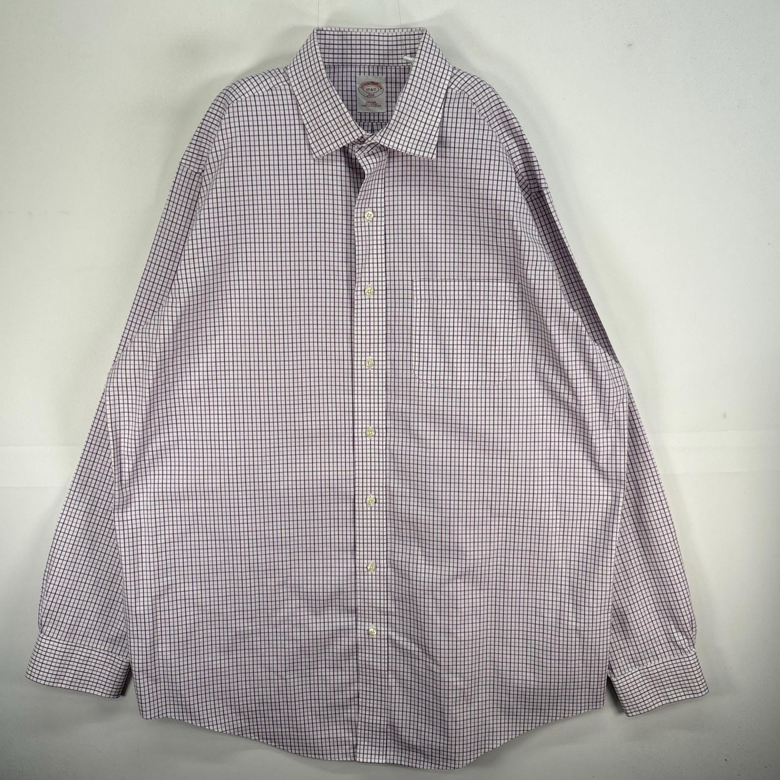 古着 ブルックスブラザーズ Brooks Brothers 長袖シャツ カラーステイ 346 胸ポケ XL  パープル系 チェック メンズ