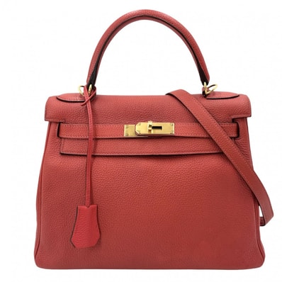 HERMES エルメス 2WAY ケリー28 内縫い ハンドバッグ 斜め掛け ショルダーバッグ 鞄 かばん □R刻印 トリヨンクレマンス オレンジレッド系 ゴールド金具 レディース 2014年【中古品】