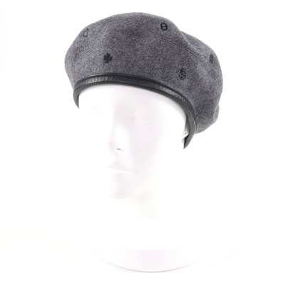極美品 エルメス ベレー帽 グレー レディース 58