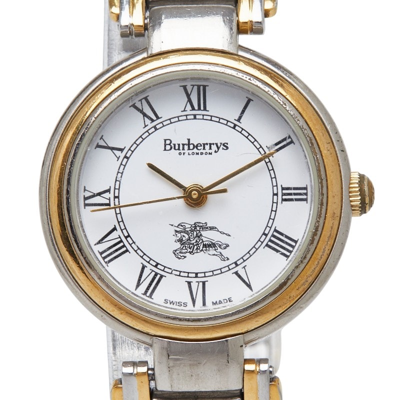 バーバリー 8000 腕時計 クオーツ ホワイト文字盤 ステンレススチール レディース BURBERRY 【中古】