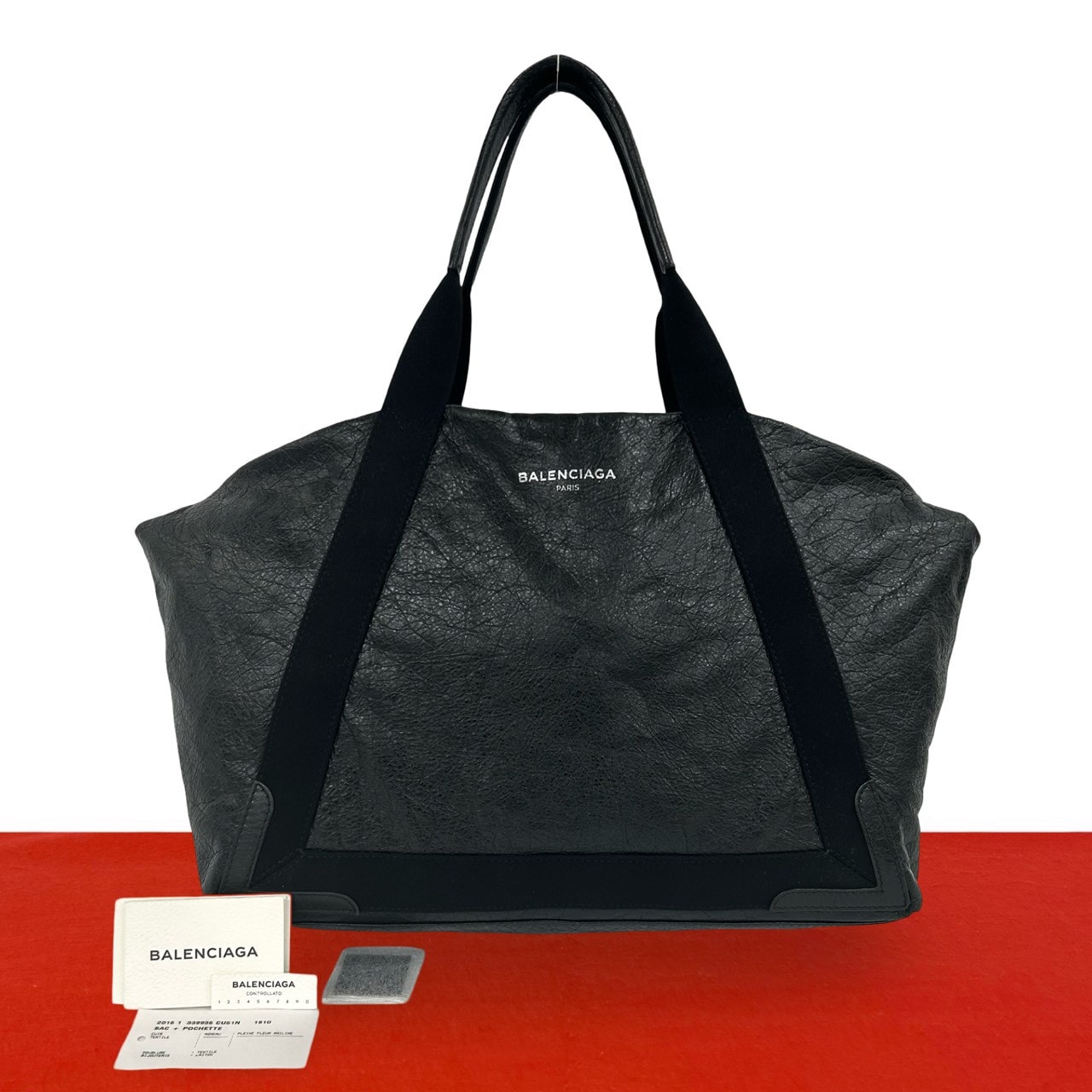 BALENCIAGA バレンシアガ ネイビーカバス M レザー トートバッグ ブラック
 87808