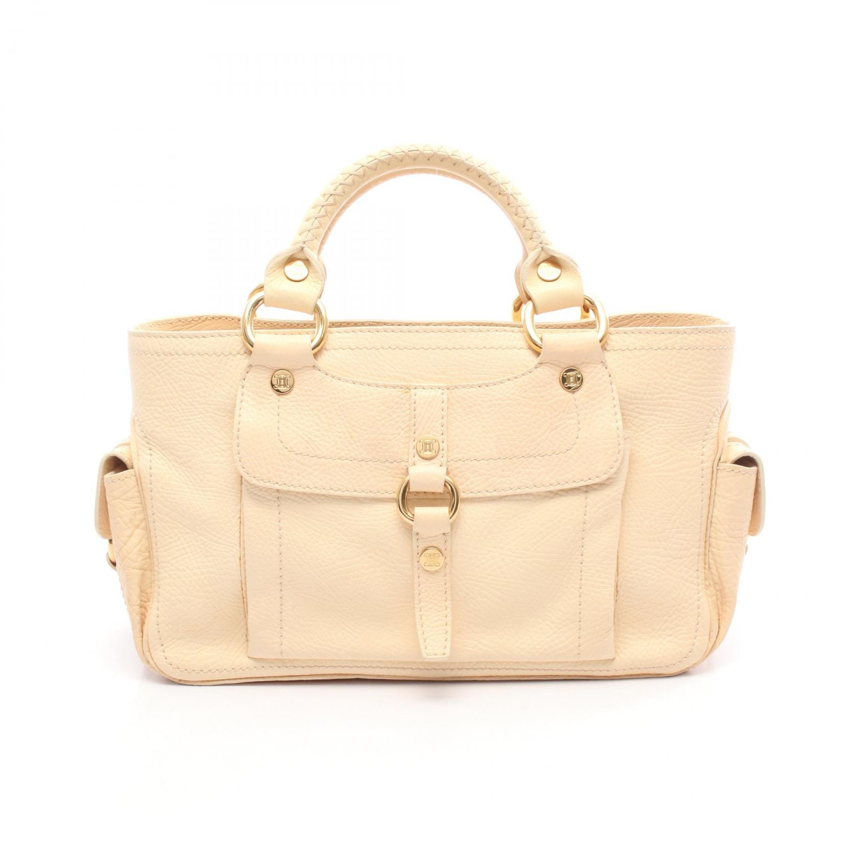 セリーヌ CELINE ブギーバッグ マカダム トートバッグ バッグ レザー レディース ベージュ系 【中古】