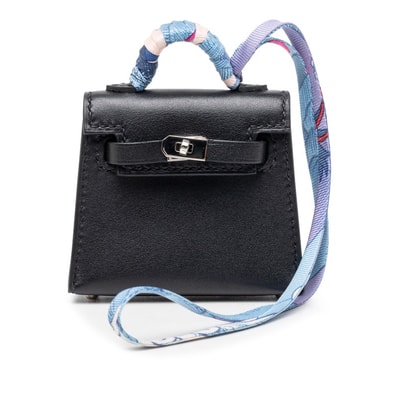 エルメス ケリーツイリー バッグチャーム チャーム アクセサリー ブラック シルク ヴォータデラクト レディース HERMES 【中古】