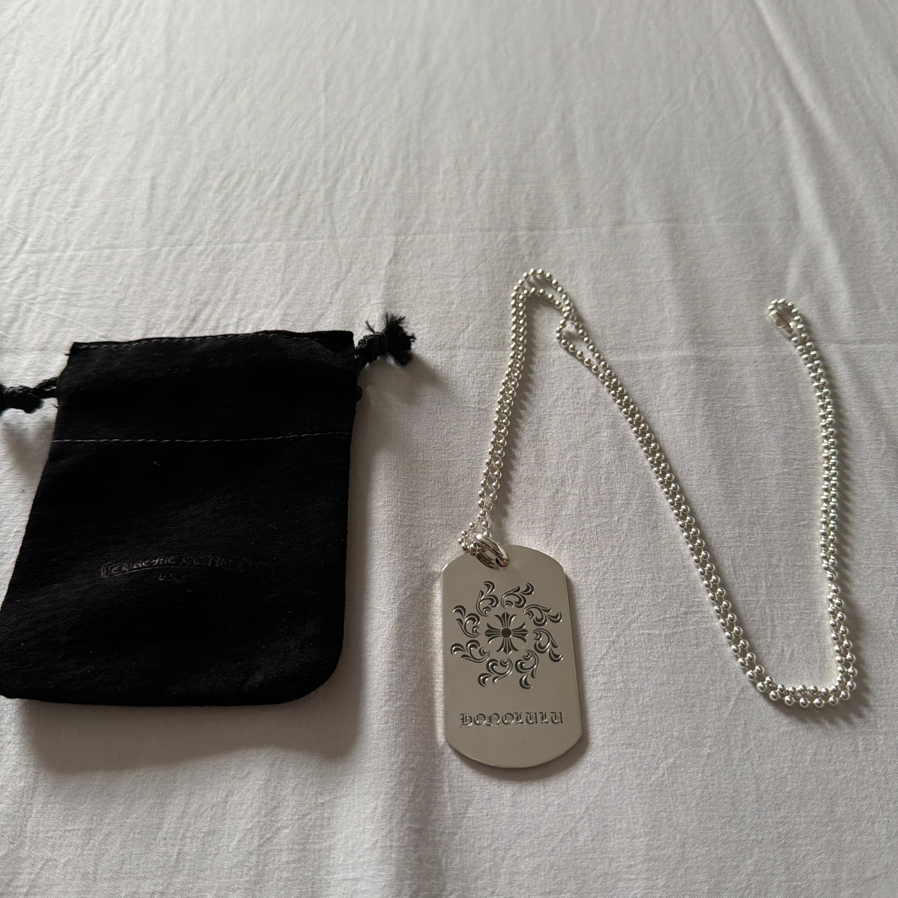 新品 CHROME HEARTS ドッグタグ クロス チェーン付
