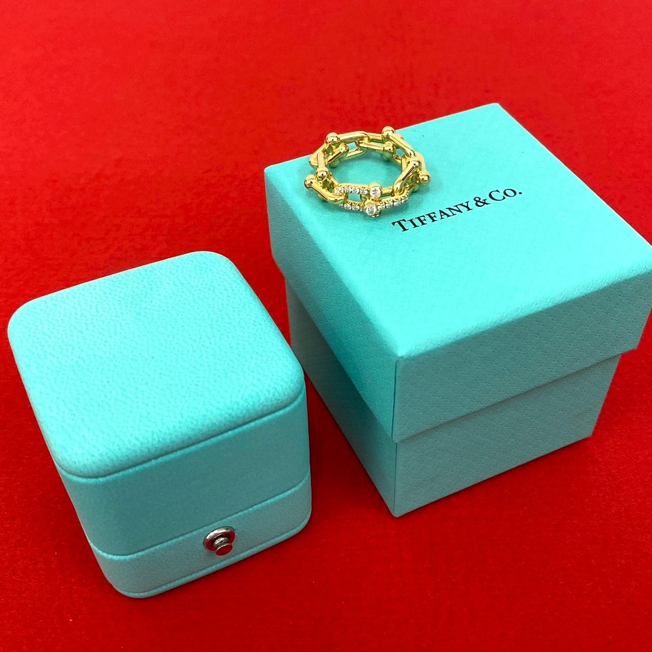 TIFFANY&Co. ティファニー ハードウェア スモール リンク リング K18ゴールド ダイヤモンド リング・指輪 5号 ゴールド
39471