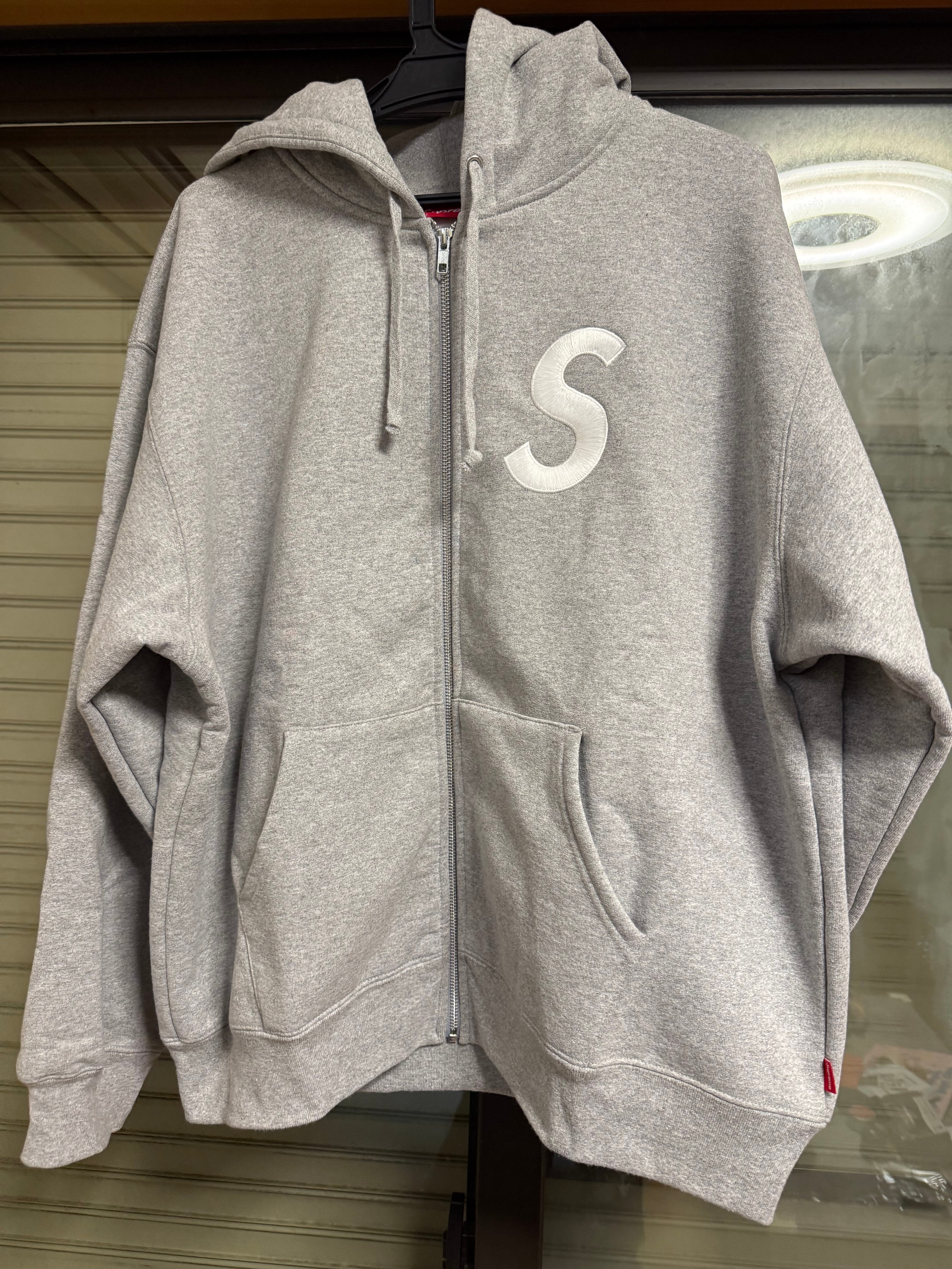 Supreme S Logo Zip Up Hooded Sweatshirt (25FW) "Heather Grey"