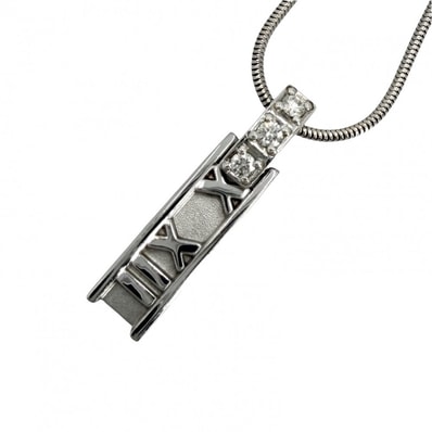 TIFFANY&Co. ティファニー ネックレス アトラスバー ペンダント ジュエリー 18金WG Au750 ジュエリー アクセサリー K18ホワイトゴールド ダイヤモンド レディース 約7.1g 美品【中古品】