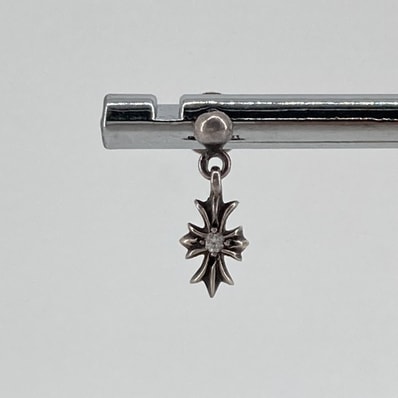 CHROME HEARTS(クロムハーツ) TNY E CH PLS DIA タイニーECHプラスドロップ 1ダイヤ SV925 / ダイヤモンド / 14K ピアス 1.07g シルバー×クリア