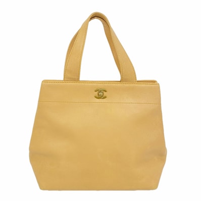 【6ic3789】シャネル トートバッグ レザー ベージュ ゴールド金具【中古】レディース