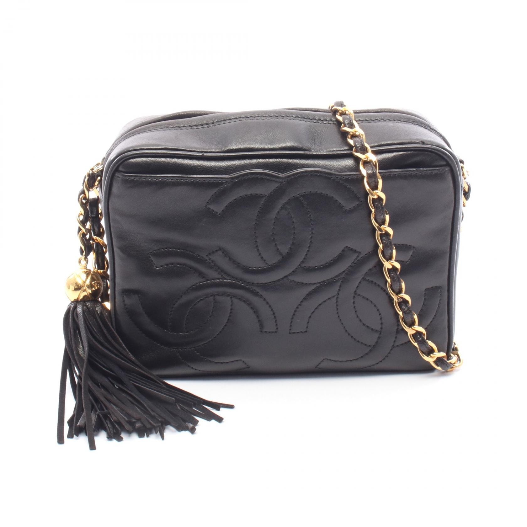 シャネル CHANEL トリプルココマーク ショルダーバッグ バッグ ラムスキン(羊革) レディース ブラック系 【中古】