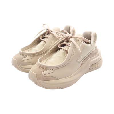 プラダ PRADA システム スニーカー 靴 レザー ファブリック メンズ ベージュ系 【中古】