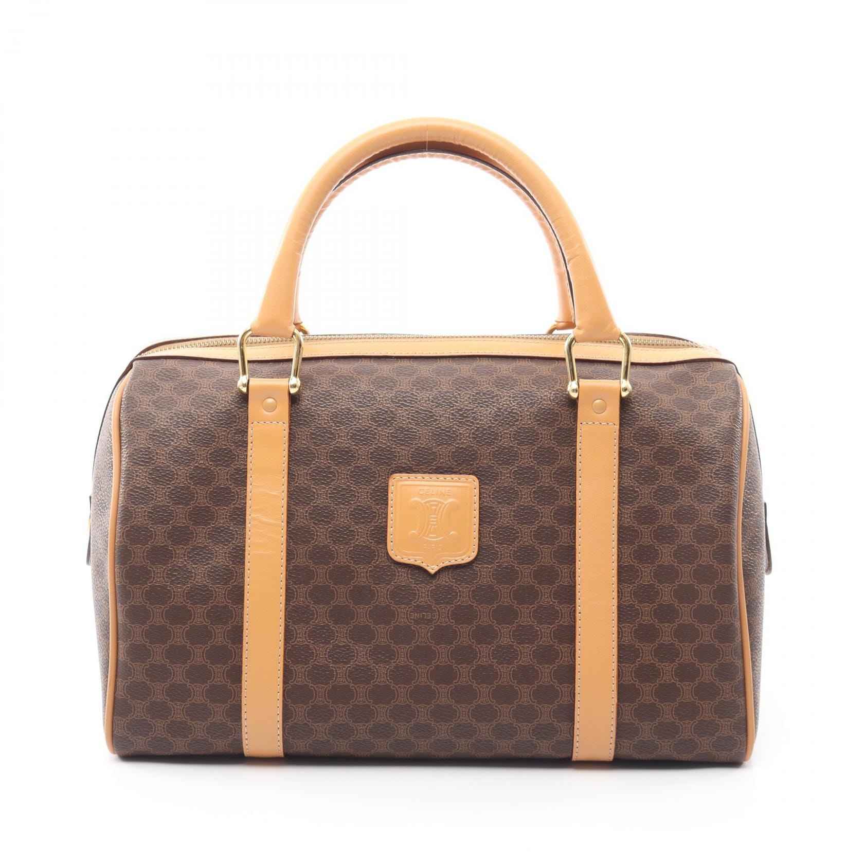 セリーヌ CELINE マカダム ハンドバッグ バッグ PVCコーティングキャンバス レザー レディース ブラウン系 / ベージュ系 【中古】