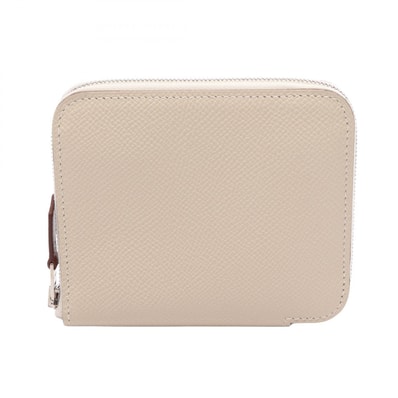 エルメス HERMES アザップコンパクト シルクイン クレ ラウンド財布 財布 ヴォーエプソン ヴォーエプソン U刻印(2022年製造) レディース アイボリー系 【中古】
