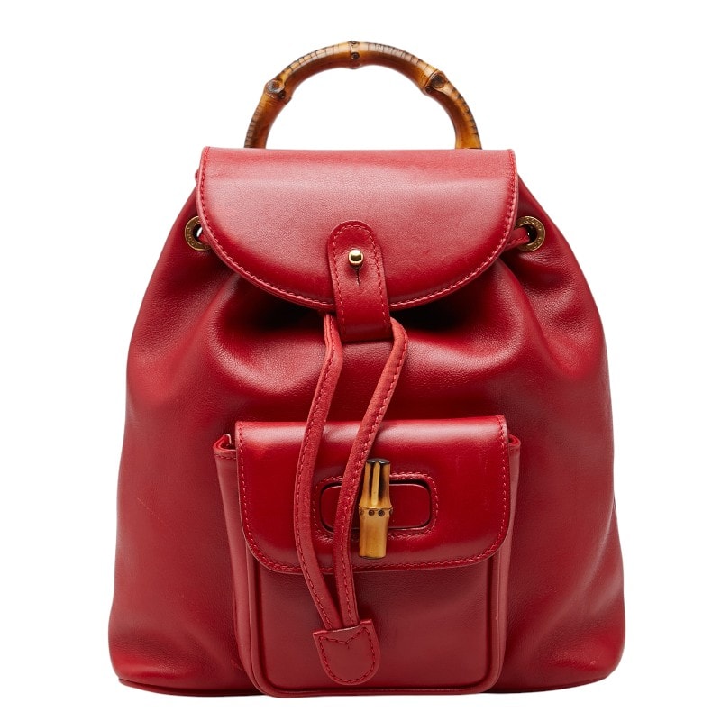 グッチ バンブー リュック バックパック 003 2852 0030 0 レッド レザー レディース GUCCI 【中古】
