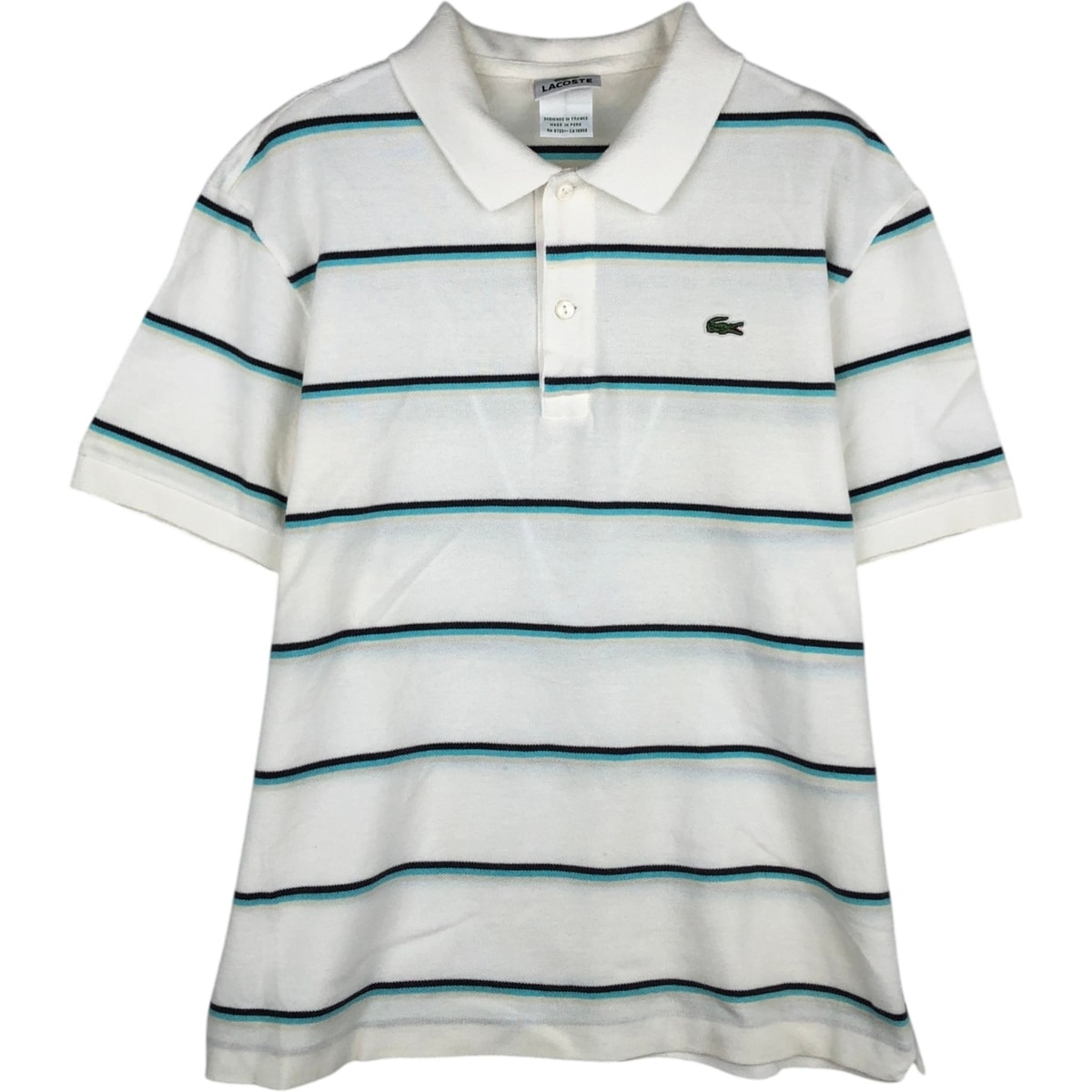 古着 ラコステ LACOSTE フランス企画 半袖 ボーダー ポロシャツ 5 メンズL相当/eaa477713