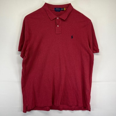 古着 ポロ・ラルフローレン POLO RALPH LAUREN ポロシャツ 大きいサイズ 鹿子生地 ワンポイントロゴ刺繍 襟 2XL レッド メンズ