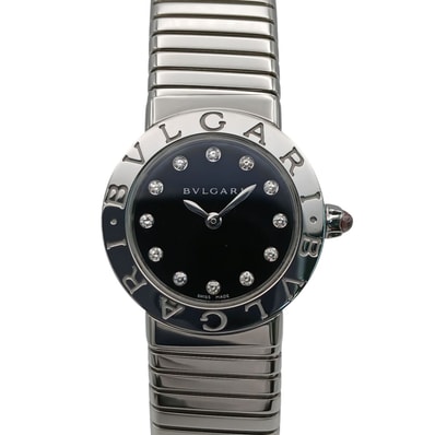 BVLGARI ブルガリ ブルガリブルガリ Tobogas トゥボガス ダイヤモンド 12P 26mm 腕時計 BBL262TS/BBL262TBSS M ステンレススチール シルバー ブラック レディース【中古】