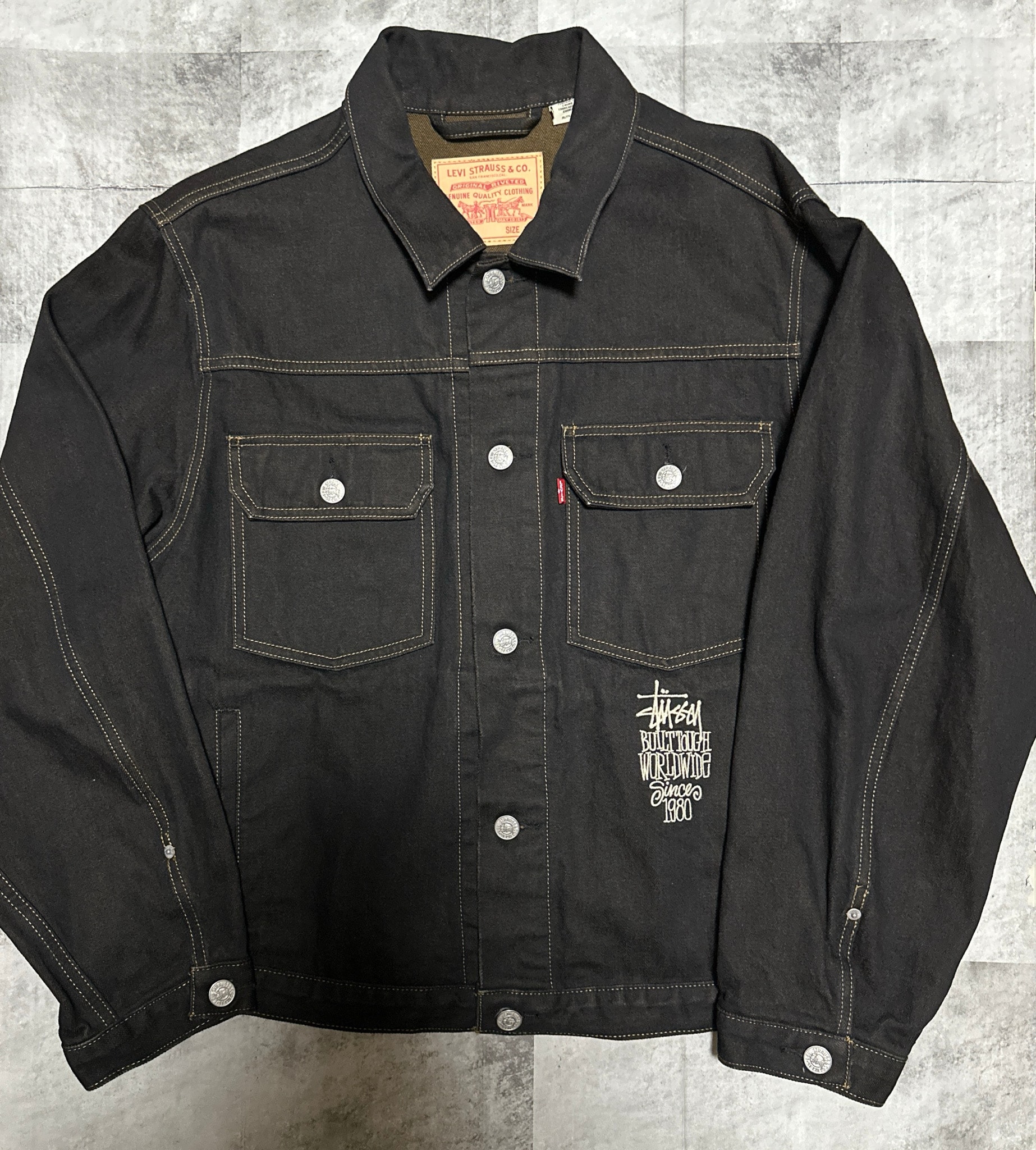 Stussy x Levi's Crispy Rinse Trucker "Black/Brown"