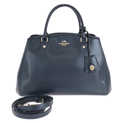 COACH コーチ マーゴット キャリーオール 2way ネイビー ゴールド金具 レザー ハンドバッグ ショルダーバッグ 1-0296086 【中古】