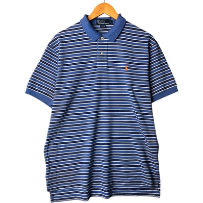 古着 ラルフローレン Ralph Lauren POLO by Ralph Lauren マルチボーダー 半袖 ボーダー ポロシャツ メンズL相当/eaa570397
